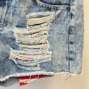 Refuge Patriotic Acid Wash Distressed American Flag Denim Shorts‎ Blue Sz 0 Star thumbnail 4