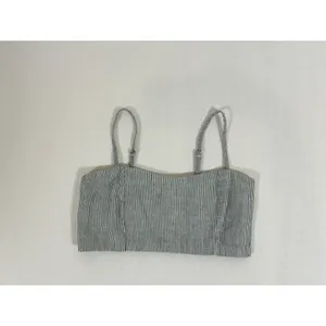 Brandy Melville Blue White Pinstripe Smocked Crop Cami Top Adjustable Straps thumbnail 10