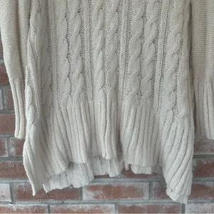 Free People Easy Cable Knit Sweater Drop Shoulder Oversized Women’s XS Beige thumbnail 4