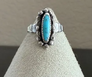 Vintage Sterling Silver Turquoise Ring Southwestern Navajo thumbnail 1