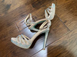 Betsey Johnson Nude Pink Crystal-Strap Stiletto Sandals thumbnail 3