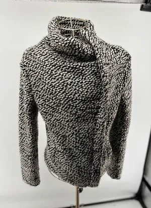Blank NYC Boucle Knit Motorcycle Moto Jacket Black White Women’s Size XS thumbnail 1