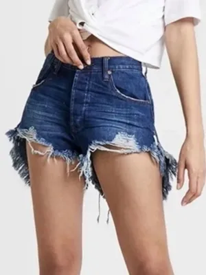 One Teaspoon Shorts Size 23 Blue Moon Le Wolves Button Fly Frayed Retro Indie‎ thumbnail 1