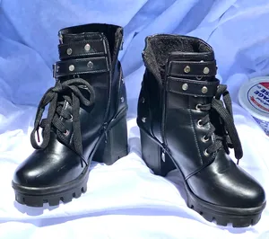 Black Laced up Platform Buckled Boot thumbnail 2