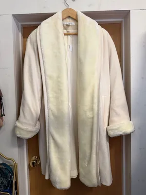 The Limited Women’s Cream Mob Wife Trench Coat - Faux Fur - Pockets Size: Medium thumbnail 1