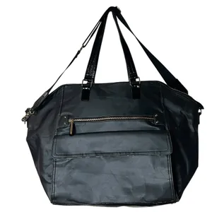 Victoria's Secret Duffle Bag Womens Large Black Nylon Leopard Lining Travel thumbnail 10