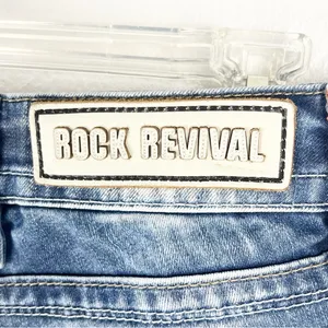 ROCK REVIVAL Alivia Blue Light Distressed Fray Hem Skinny Jeans 2 Boho Festival thumbnail 3