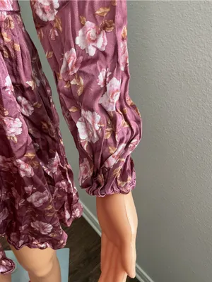 Altar’d State Floral Long Sleeve Mini Dress Mauve Size M thumbnail 5
