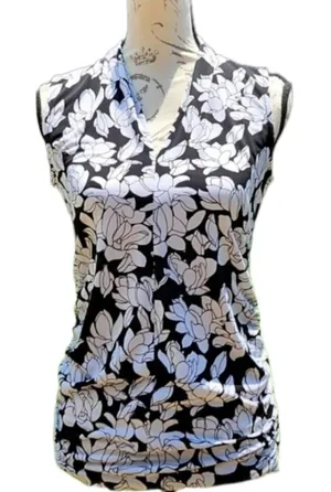 A Pea In The Pod sleeveless Maternity blouse‎ black white floral Medium thumbnail 1