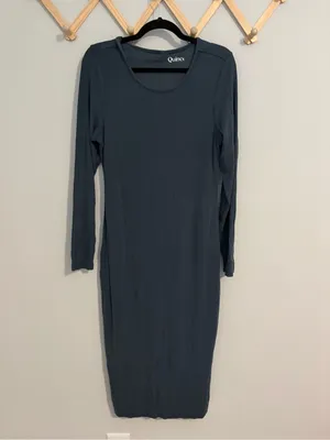 Quince Tencel Rib Knit Long Sleeve Dress size Large thumbnail 2
