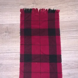 hot pink plaid fringe winter scarf thumbnail 2