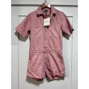 DL1961 Premium Denim Hannah SS‎ Romper Burnt Coral Size M thumbnail 4