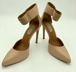 Steve Madden Tan Flutter Pump Ankle Strap Leather and Elastic Heels Size 10 thumbnail 1
