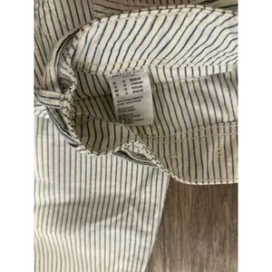 American Eagle Striped Tie Waist Straight Leg Pants Ivory Blue‎ Size 10 thumbnail 3