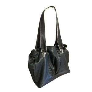 CROMIA Italian Leather Shoulder Bag Black Silver Hardare LUXURY Purse thumbnail 15