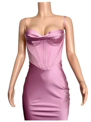HOUSE OF CB Charmaine Corset Satin Maxi Dress, Pink, Small thumbnail 9