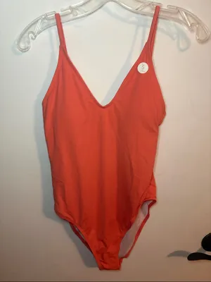 Cotton On orange Coral One-Piece Swimsuit cheeky high thighs xs/s new thumbnail 3