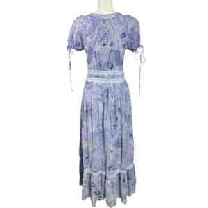 Anthropologie Dainty Ethereal Cottage Midi Maxi Dress Periwinkle Blue XL thumbnail 9