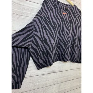 Nike Women's Sports Icon Clash Animal Print Crewneck Sweatshirt LARGE PURPLE-BLK thumbnail 7