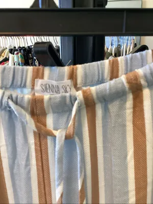 Sienna sky Light Blue and Tan Striped  Drawstring Pants thumbnail 3