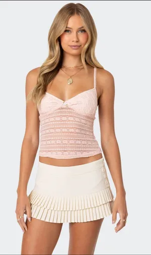 brand new edikted mesh tank top light pink xs thumbnail 1