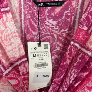 Zara Patchwork Paisley Cotton Maxi Dress Cutout Side M Pink NWT Blogger Favorite thumbnail 3