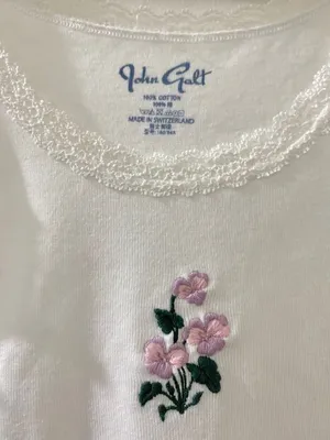 RARE Brandy Melville J. Galt Ronnie Lace floral Embroidered CropTank Top White thumbnail 7