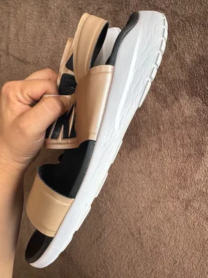Nike Metallic Tan and Black Double-Strap Slide Sandals thumbnail 4