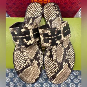 Tory Burch Leigh Snakeskin print Sandals, size 7.5, Like New!! thumbnail 12