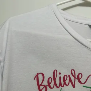 Christmas V-neck white T-shirt women’s size large. 100% ringspun cotton. thumbnail 3