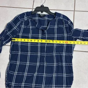 Nine West‎ Jeans Women Blue Plaid Button Up Blouse size Small. thumbnail 7