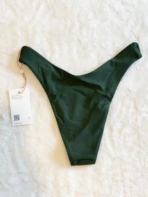 NWT Quince Italian High-Leg Bikini Bottom in Palm Green - Size: Extra Small thumbnail 4