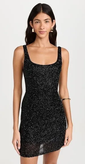 L'AGENCE Beaded Mini Dress Black Scoop Neck Sleeveless Cocktail Size XS‎ / 0 thumbnail 1