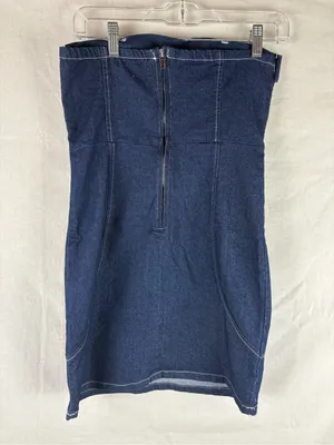 NWT Stiletto's Strapless Dark Wash Buckle Mini Dress Size L thumbnail 5