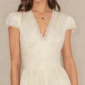 Rihoas Apricot V Neck Lace Maxi Dress thumbnail 8