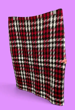 Cute classic Talbots wool blend plaid red pencil skirt preppy twee academia mini thumbnail 1