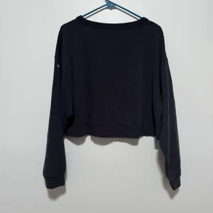 Alo Yoga Micro Waffle Pleasant Cropped Henley in Black thumbnail 4