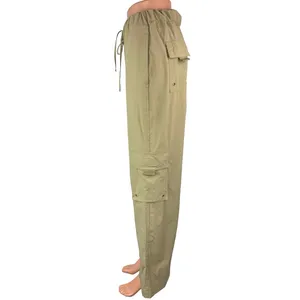 Mono B Women's Green Windbreaker Parachute Cargo Wide Leg Sweat Pants Size M thumbnail 2