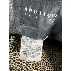 Boutique Europa Womens Leather Jacket Coat Black Moto‎ Biker Zip Belt 90s thumbnail 14