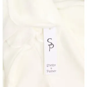NWT Shelby & Palmer Womens Chiffon Sleeve Knit Ruched Front Dress White 6 thumbnail 3