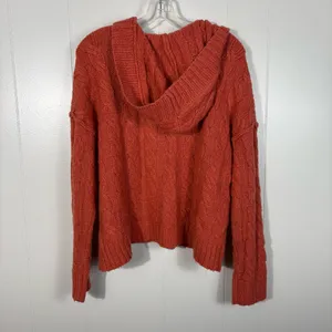 American Eagle Burnt Orange Cable Knit Shawl Collar Lightweight Sweater Top XS thumbnail 6