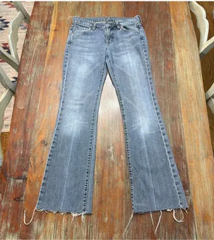 7 For All Mankind Bootcut VTG Y2K Jeans Raw Cut Hem Made in USA 100% Cotton 26 thumbnail 1