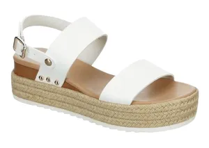 Xappeal Amelia Platform Sandals Womens‎ 7 White Espadrille Studded Buckle Strap thumbnail 1
