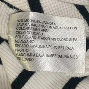 Evereve Tank Top Womens Medium White Black Striped Ribbed Sleeveless Layering thumbnail 6