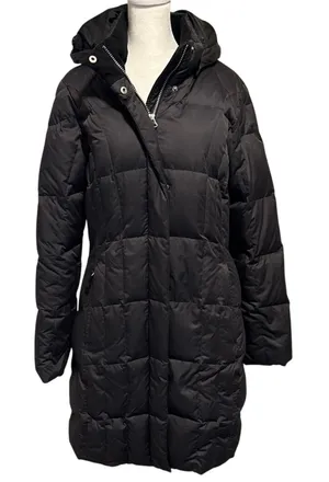 Eddie Bauer Women’s Size M Lodge Down Parka Coat Long Style 7494 Black thumbnail 1