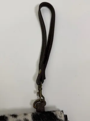 Genuine Cowhide Hair On Hide Wristlet Clutch Black White Western Boho NWOT NEW thumbnail 4