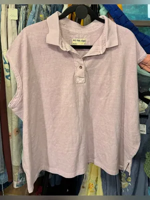 NWT Free People We The Free Keep On Polo - Brush Lilac purple - medium thumbnail 8
