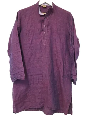 Womens 100% Linen Shirt Dress Size Small Artsy Dark Academia Resort Tropical thumbnail 2