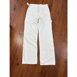 NWT Extra High-Waisted Sky-Hi Wide-Leg Cargo Jeans Ivory Ecru Old Navy 2 Tall thumbnail 7