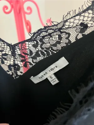 Naked Zebra Black Lace-Trim V-Neck Camisole Top thumbnail 5